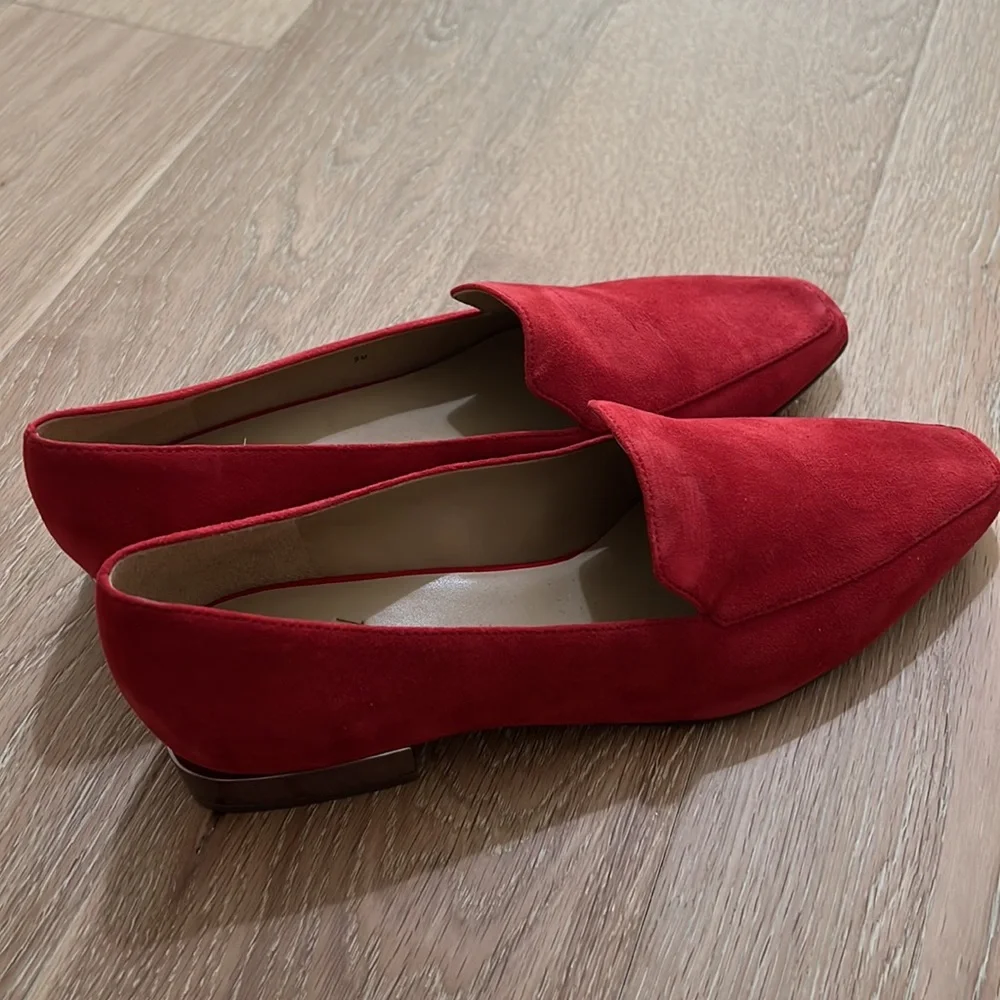 Naturalizer Red Suede Flats Loafers